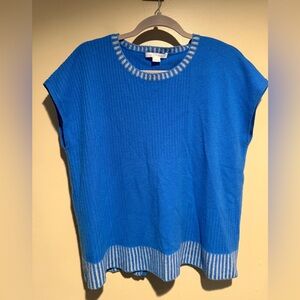 Duffy 100% Cashmere Sleeveless Sweater top size large in Sailor blue